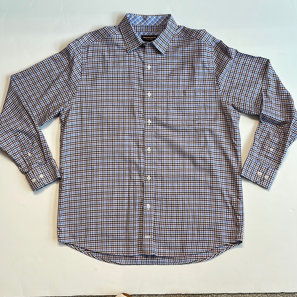 JOHNSTON & MURPHY Blue Button Down Mens Large